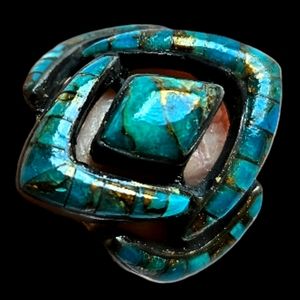 Turquoise sterling silver 925 ring size 6 and Turquoise drop earrings